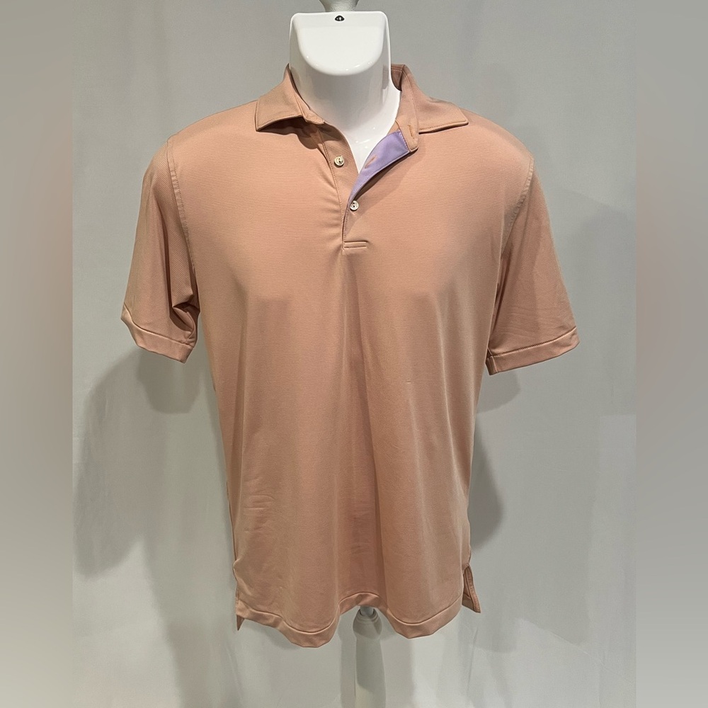 Peter Millar Men's Peach Polo with Contrast Inner Placket
